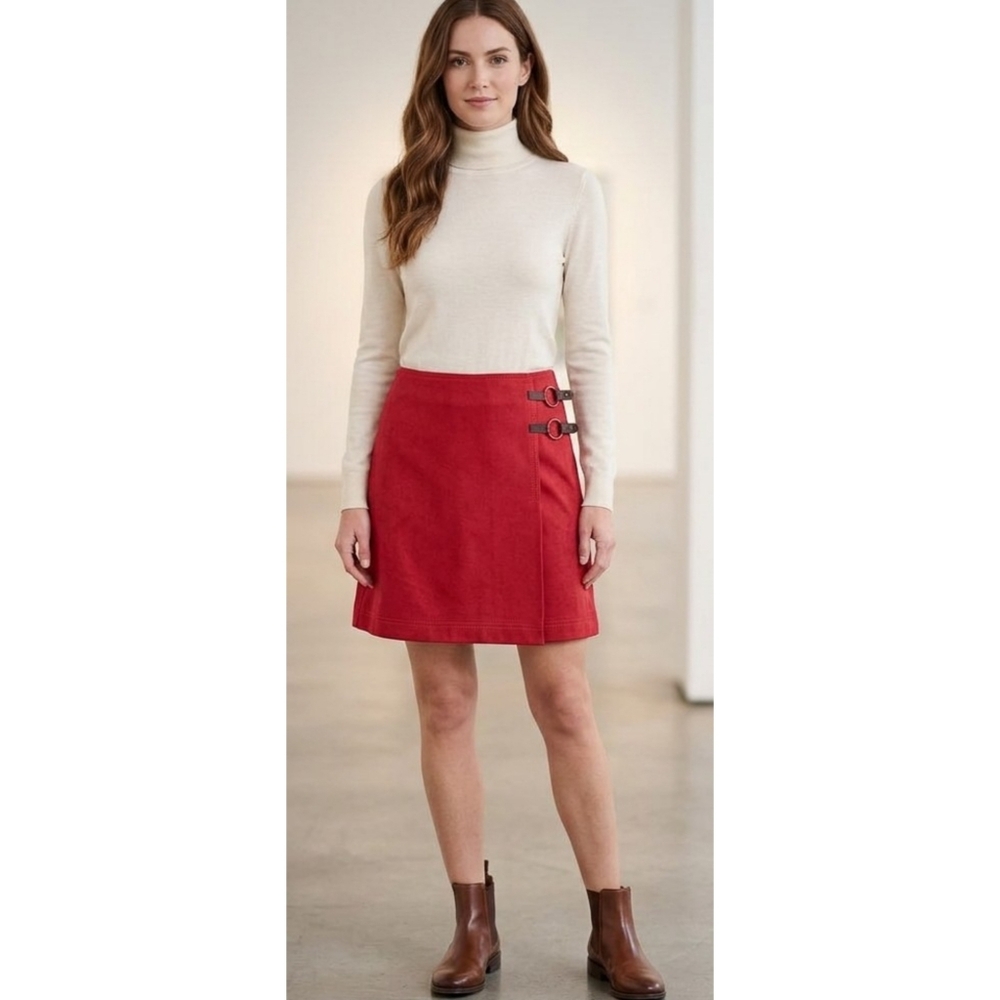 The Limited Wool Blend Wrap Mini Skirt Red Size 8